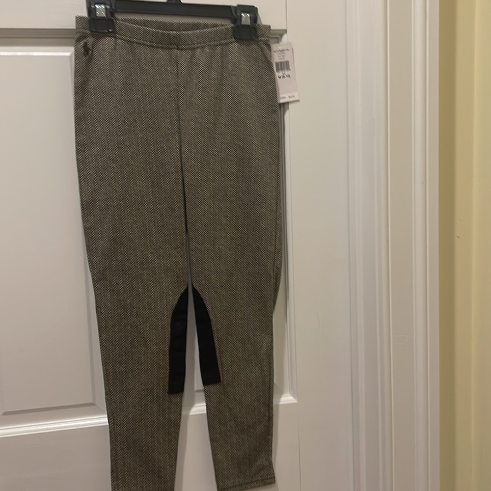Ralph Lauren Jodhpur herringbone equestrian pull-on pant w/suede-like patches.